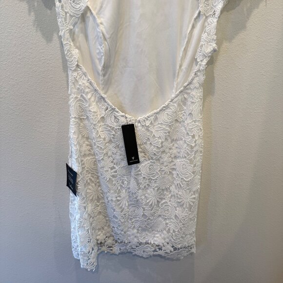 NWT Lulus White Floral Lace Dress Small Cap Sleeves Pencil Backless Medium Mini - Picture 5 of 15